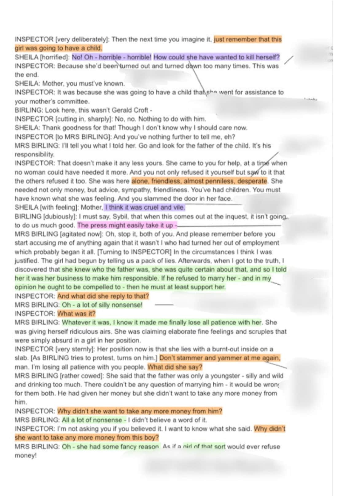 An Inspector Calls Act 2 Full Analysis Etsy