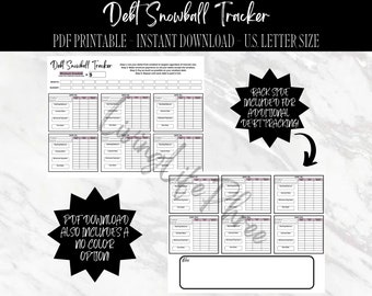 Debt Snowball Tracker (PDF PRINTABLE), Debt Payment Tracker, Debt Tracker Printable, Debt Payoff Log, Money Planner, Budget Planner PDF