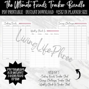 Ultimate Funds Tracker Bundle (PDF PRINTABLE): Weekly/Bi Weekly Check-In Planner, Sinking Funds and Savings Trackers, Upload In GoodNotes