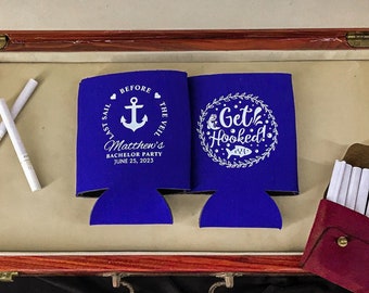 Enfriadores de latas náuticas personalizados - Enfriador de latas de soltero, favores de soltero, favores de padrino, soporte de cerveza