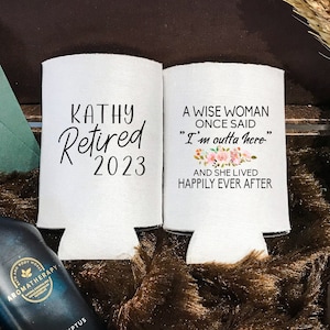 Custom Retirement Can Cooler - Slim Can Cooler, Retirement Favor, Retirement Decor, Customized Retirement Can Cozy