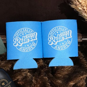 Officially Retired - Retirement Can Cooler, Retirement Party Favor, Retirement Party, Personalized Can Cooler