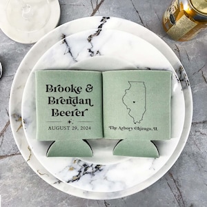 Wedding Venue Coolers - Wedding Can Coolers, Personalized Wedding Favors, Personalized Can Coolers, Beer Coozy