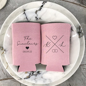 Customized Wedding Can Cooler - Slim can Cozy, Wedding Can Cooler, Wedding Invites, Wedding Favor, Wedding Decor