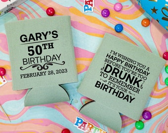 Remember It’s Your Birthday - 50th Birthday Can Coolers, 50th Birthday Favors, 50th Birthday, Custom Can Coolers, Beer Holder