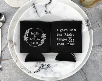 Personalized Wedding Can Coolers - Wedding Favor, Wedding Gift, Funny Wedding Saying, Beer Holder, Beverage Insulator