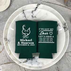 Let’s Grab A Beer - Wedding Can Cooler, Customized Skinny Can Coolers, Wedding Party Favors, Beer Holder