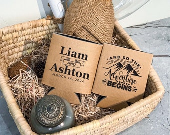 Personalized Wedding Coolers - Custom Wedding Favors, Wedding Gifts For Guests, Beer Holders, So The Adventure begins
