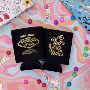 Unique Birthday Can Coolers With Name - 21st Birthday Favor, 21st Birthday Party, Birthday Can Coolers, Beer Holder