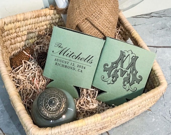 Monogram Can Coolers - Personalised Monogram, Wedding Coolers, Favors For Guests, Wedding Beer Holders