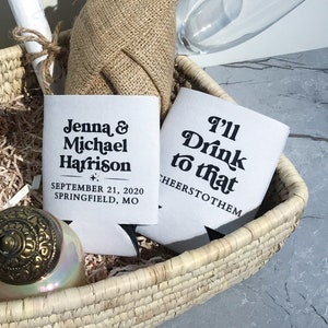 I Will Drink to That - Wedding Can Coolers Personalized, Custom Wedding Favors, Beer Holder