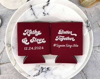Better Together - Personalized Wedding Can Cooler, Wedding Favor, Wedding Theme, Custom Beer Holder