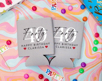 Enfriadores de latas para 40 cumpleaños: fiesta de 40 cumpleaños, adornos para regalos de 40 cumpleaños, decoración para 40 cumpleaños