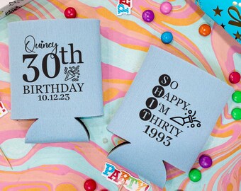 So Happy I’m Thirty - 30th Birthday Can Coolers, 30th Birthday Party, 30th Birthday Favors, 30th Birthday, Beer Holder