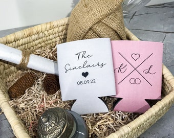 Personalized Wedding Can Cooler - Wedding Party Favors, Beer Holder, Beverage Insulator