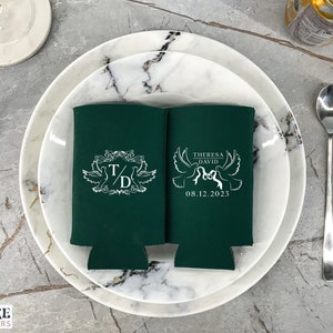 Customized Can Cooler For Wedding - Personalized Slim Wedding Can Cooler, Skinny Can Cooler, Custom Cozy, Beverage Holder