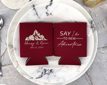 Mountain Wedding Coolers - Personalized Wedding Favors, Beer Can Cooler, Beer Holder, Favors for Guests