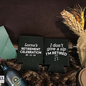 Retirement Celebrations - Personalized Retirement Can Coolers, Retirement Favors, Custom Retirement Gift, Beer Holder