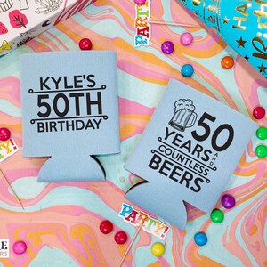50 Jahre & unzählige Biere - Dosenkühler zum 50. Geburtstag, Gastgeschenke zum 50. Geburtstag, Party zum 50. Geburtstag, personalisierte Dosenkühler