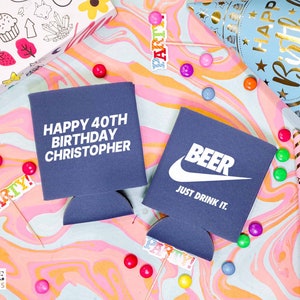 40th Birthday Can Cooler - Personalized Can Coolers, Happy 40th Birthday Favor, Party Gift, Beer Holder