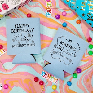 Making 30 Look Awesome - 30th Birthday Can Coolers, 30th Birthday, 30th Party Favor, Personalized Can Cooler, Beer Holder