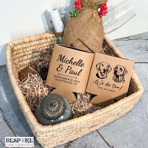 Ilustrações para animais de estimação - lembrancinhas de casamento, presente para convidados, refrigeradores de latas de casamento, lembrancinhas personalizadas, porta-cerveja