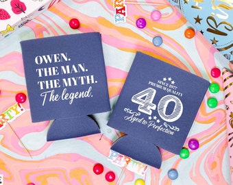 La leyenda - Enfriador de latas de feliz cumpleaños número 40, favor personalizado de la fiesta número 40, enfriador de latas de cerveza