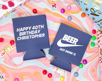 Enfriador de latas para 40 cumpleaños: enfriadores de latas personalizados, recuerdo de feliz 40 cumpleaños, regalo de fiesta, soporte para cerveza