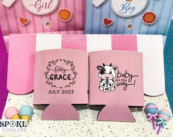 Baby on the Way - Custom Baby Shower Can Cooler, Baby Shower Gift, Baby Shower Favor, Beverage Holder