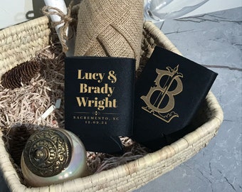 Monogram Can Coolers For Wedding - Wedding Can Cooler, Personalized Favor, Wedding Gift, Beverage Insulator