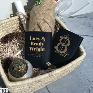 Monogram Can Coozies For Wedding - Wedding Can Cooler, Personalized Favor, Wedding Gift, Beverage Insulator