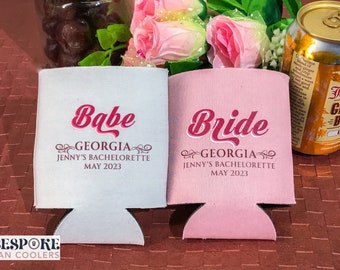 Enfriadores de latas para despedida de soltera de Babe & Bride, obsequio para despedida de soltera, obsequio para dama de honor, enfriador de latas para fiesta