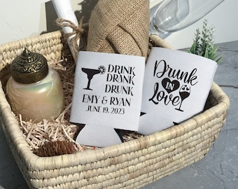 Drunk in Love - Wedding Can Cooler, Wedding Favors, Beer Holder, Beverage Insulator