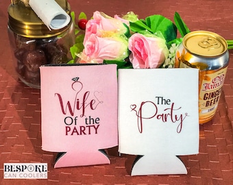 Wife of the party - Bachelorette Party Can Cooler, One Can Cooler For Bride and other for Babes