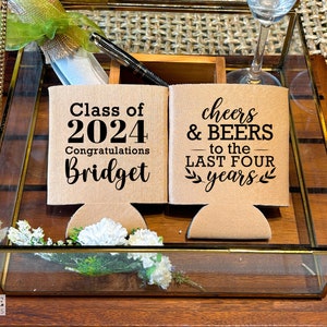 Cheers and Beers - Graduation 2024, Personalised Can Coolers, Graduation Coolers, Graduation Party Favors, Beer Holder