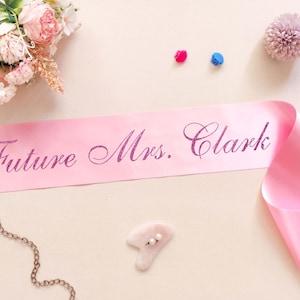 Pink and White Sash For Bachelorette - Bachelorette Sash, Bridesmaid Favors, Premium Ribbon, Hen Night Sash