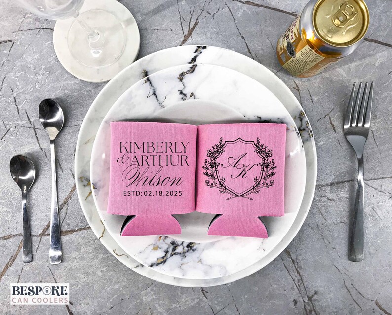 Monogram Can Coolers - Baby Pink
