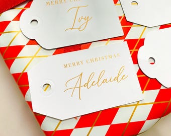 Guldfärgade presentetiketter - Personliga presentetiketter, Anpassade namnetiketter, Julklappsetiketter, Folietryckta etiketter