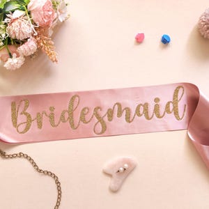 Rose Gold Sash - Custom Bachelorette Sash, Bachelorette Favors, Satin Sash, Bride To Be, Maid of Honor, Team Bride
