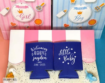 Welcoming Little Baby - Custom Baby Shower Can Coolers, Baby Shower Favors, Mom To Be, Dad To Be, Baby Shower Gift