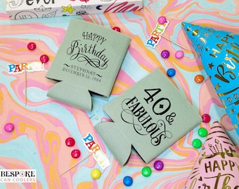 Sorpresa de 40 cumpleaños: enfriadores de latas para 40 cumpleaños, regalos de cumpleaños, regalos para invitados, abrazos de cerveza