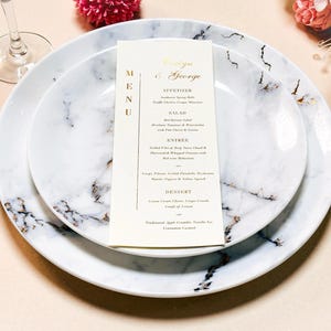 Personalizowane Złote Menu Weselne - Papierowe Menu Weselne, Niestandardowe Menu Weselne, Szablon Menu, Dekoracja Stołu