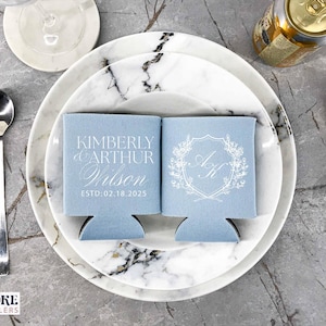 Monogram Can Coolers - Placid Blue