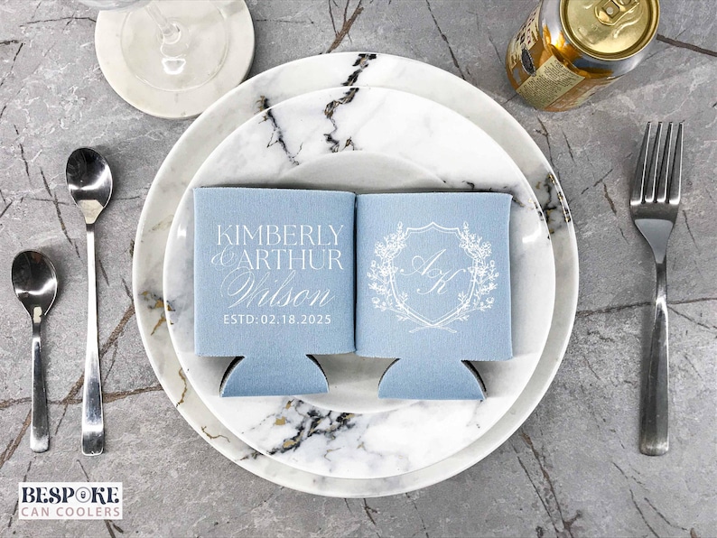 Monogram Can Coolers - Placid Blue