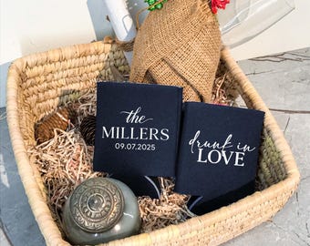 Drunk in Love - Customized Wedding Can Coolers, Personalized Favors, Gift For Guests, Drink Sleeves, Table Decor, Wedding Beer Cooler