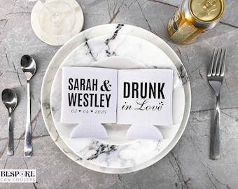 Drunk in Love - Custom Wedding Coolers, Personalized Favors, Wedding Beer Holders, Beverage Insulators, Party Decor