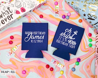 Enfriadores de latas divertidos para cumpleaños: enfriadores de latas para cumpleaños, enfriadores personalizados, obsequios de cumpleaños, soporte para cerveza