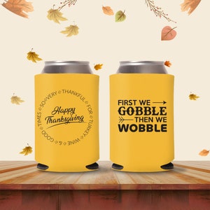 Happy Thanksgiving - Thanksgiving Can Cooler, Thanksgiving Party, Thankful For Turkey, Personalized Coolers, Thanksgiving Invite
