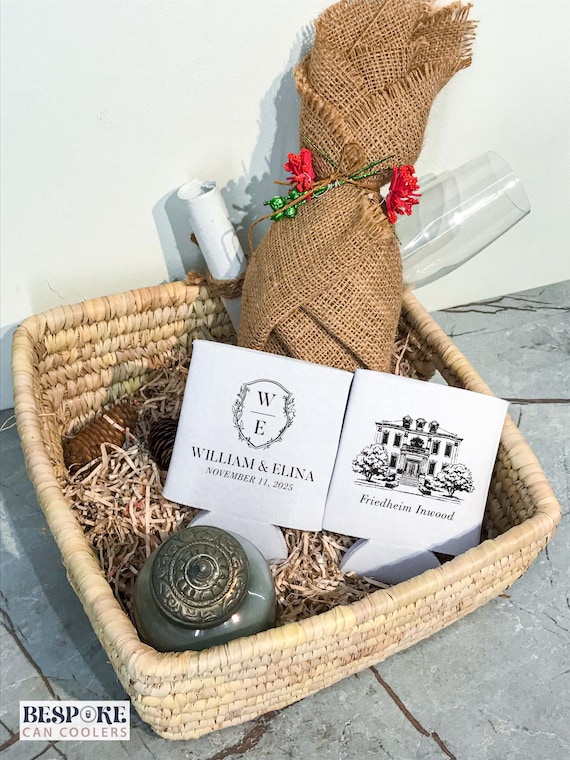 Wedding Venue Illustration - Custom Venue, Wedding Can Coolers, Personalised Favors, Beer Can Coolers
