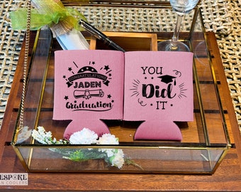 You Did It - Graduation Coolers, Grad Can Coolers Personalised, Custom Favors For Grad, Grad Favors, Beer Holder